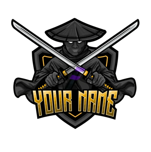 Black samurai mascot Logo