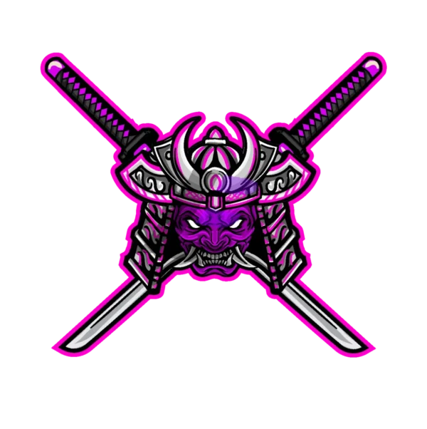 Katanas and mask mascot Logo